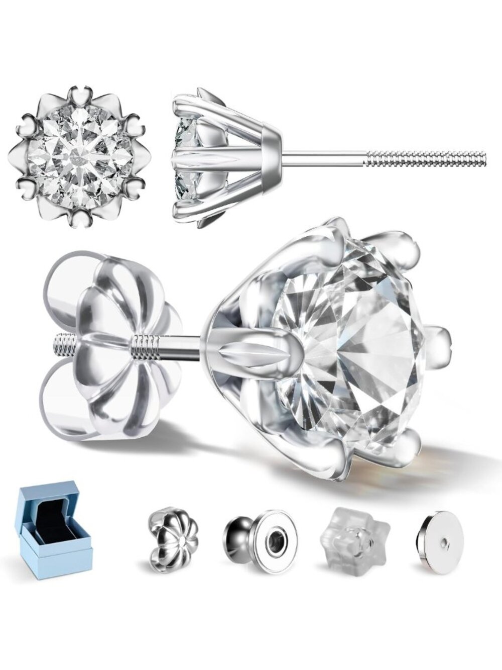 VVS1 Moissanite Screw Back Earrings - Elegant Lab Diamond Alternative Jewelry